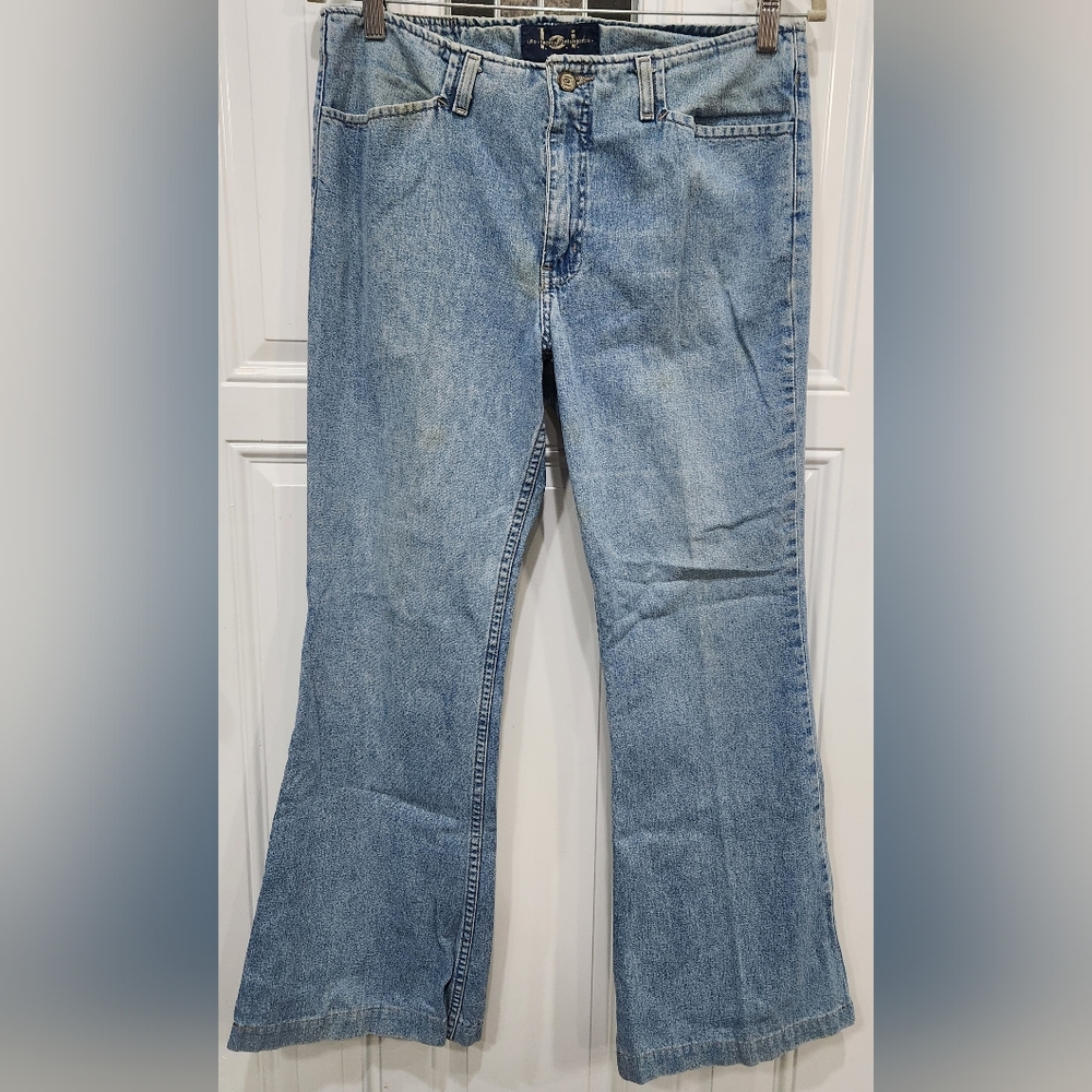 Vintage lei light wash low rise flare wide leg jeans juniors size 9